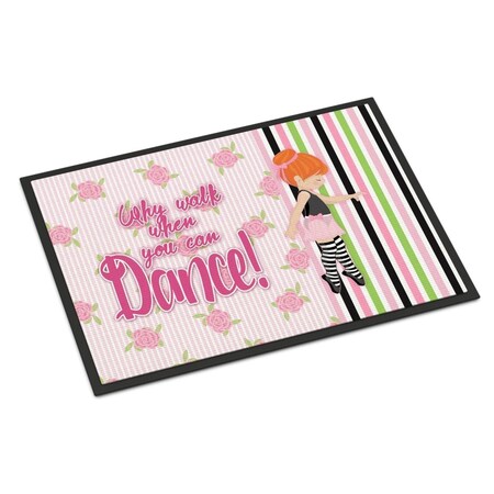Carolines Treasures 24 x 36 in. Ballet Dance Stripes Red Hair Indoor or Outdoor Mat BB5399JMAT